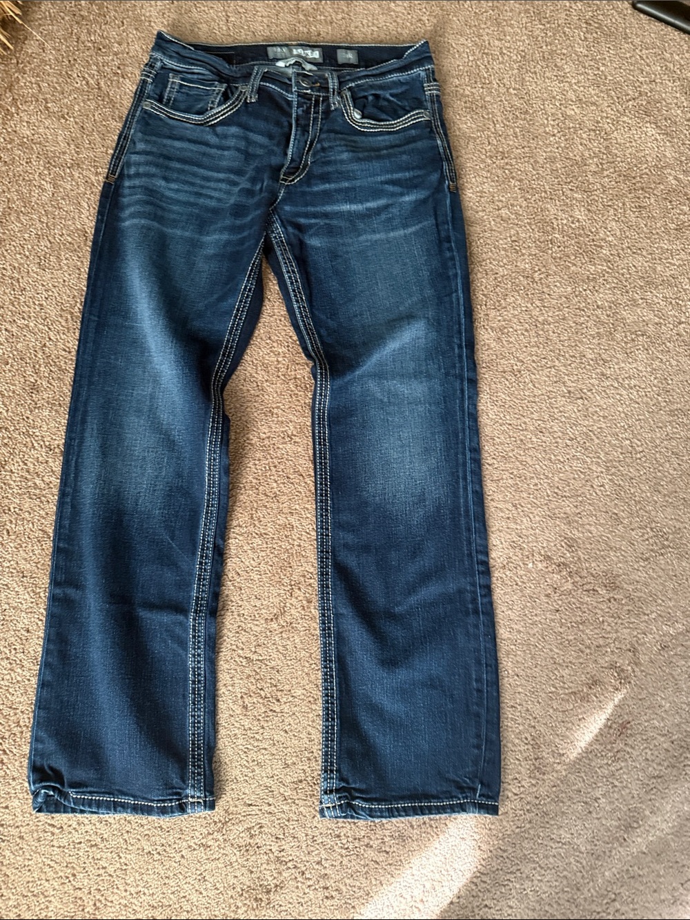 BKE Men's Dark Blue Straight Leg Jeans